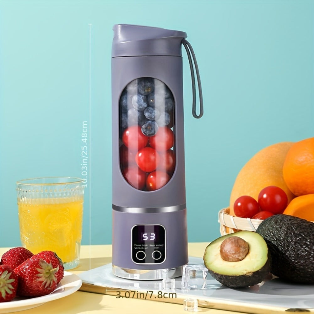 Portable USB Rechargeable Blender with LED Display, 15oz Personal Smoothie Blender for Shakes, Milkshakes & Fresh Juice