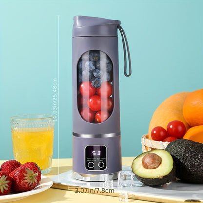 Portable USB Rechargeable Blender with LED Display, 15oz Personal Smoothie Blender for Shakes, Milkshakes & Fresh Juice