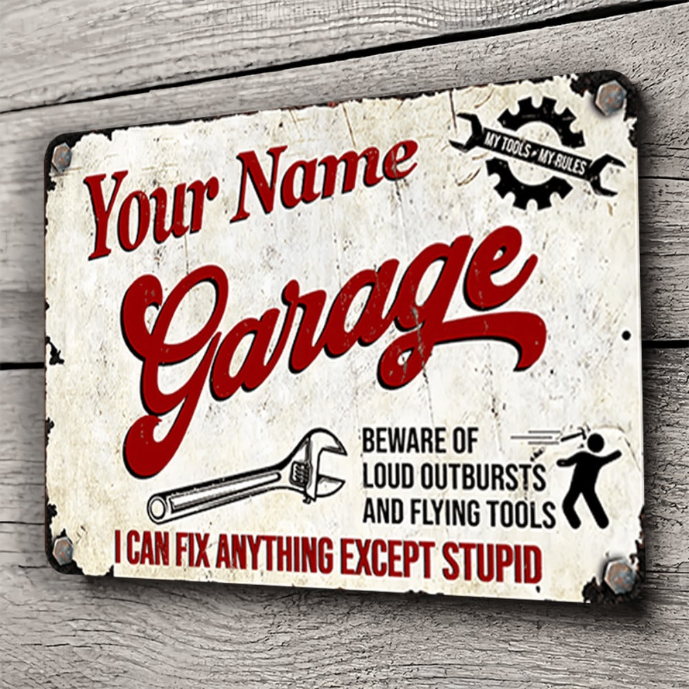 Personalized Metal Garage Sign - Custom Aluminum Wall Decor for Man Cave, Workshop & Home - Vintage Style