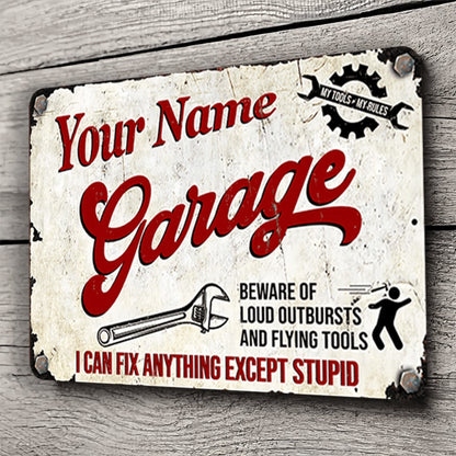 Personalized Metal Garage Sign - Custom Aluminum Wall Decor for Man Cave, Workshop & Home - Vintage Style