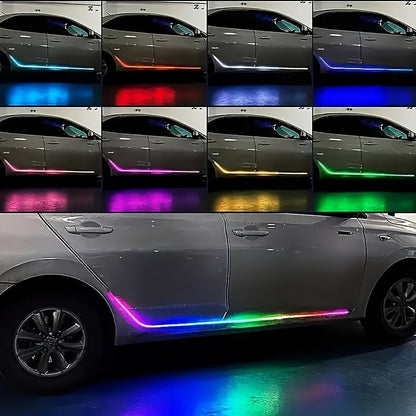 RGB LED Strip Lights Car Interior 60 Inch 2 Pack – Neon Door Pedal Sill Accent Light with Remote Control, USB Powered, 16 Colors Music Sync