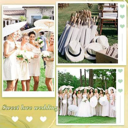 Party Decorations 24-Pack White Paper Parasols with 33-Inch Canopies and Wood-Look Handles