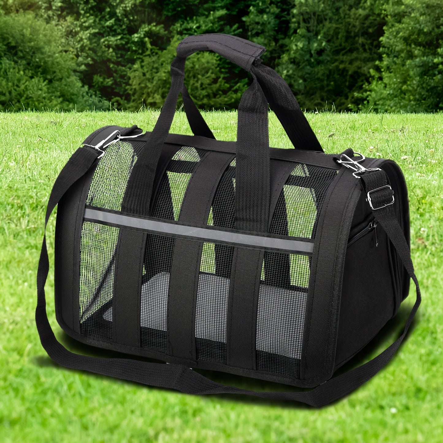 Arched Mesh-Panel Pet Carrier with Top Handles, Seven Colors and Complete S, M and L Size Grid