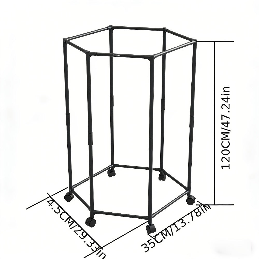 White Four-Sided Rolling Clothing Rack with Multiple Hanging Rails and 120 x 35 x 35 cm Frame