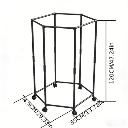 White Four-Sided Rolling Clothing Rack with Multiple Hanging Rails and 120 x 35 x 35 cm Frame