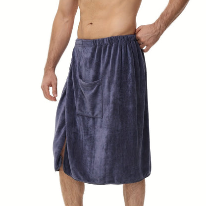Bath Towels Wearable Mens Wrap 320GSM Suede Microfiber in Blue or Brown for Shower and Spa