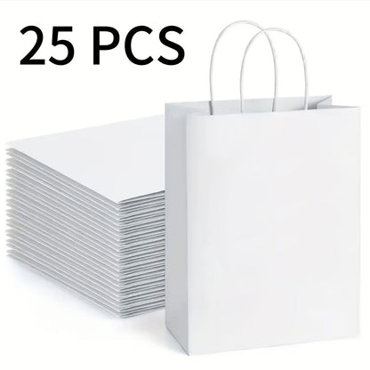 Paper Bags with Handles Bulk – Kraft Paper Gift Bags 25/75/100/300 Pcs, Black White Brown Reusable Shopping Bags for Small Business Retail