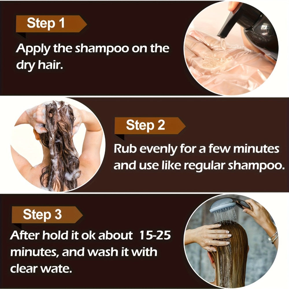 Grey Hair Coverage Shampoo 2 Pack 3-in-1 Herbal Hair Dye Kit with Plant-Based Squalane Colors for Bath Time, Home Spa and Personal Care