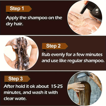 Grey Hair Coverage Shampoo 2 Pack 3-in-1 Herbal Hair Dye Kit with Plant-Based Squalane Colors for Bath Time, Home Spa and Personal Care