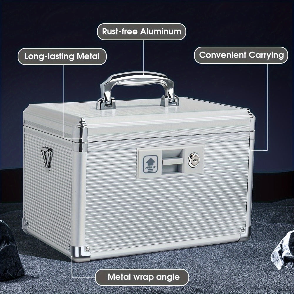 Aluminum Alloy Lockable Medicine Box – Double Layer Large Capacity Storage Box with Key Lock, Handle & Tray for Medicines