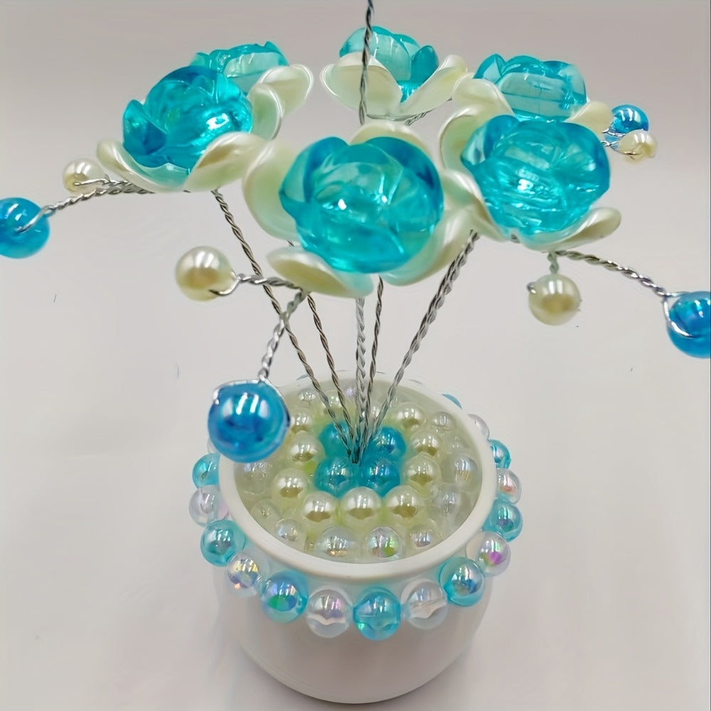 Crystal Flower Car Decoration Handmade DIY Simulation Crystal Flowers for Car Center Console Dashboard Home Decor Holiday Party Birthday