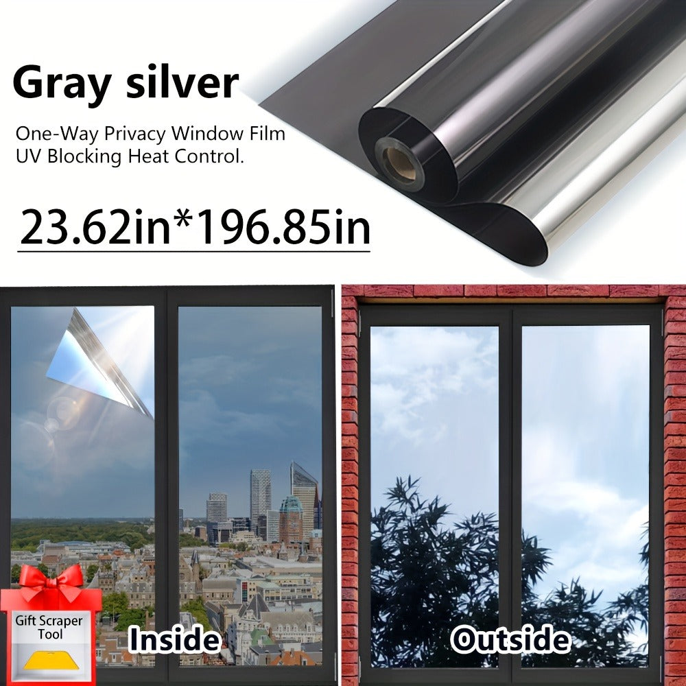 One Way Window Film Static Cling No Glue - Heat Control Anti-Glare Sun Blocking Reflective Mirror Tint for Home Office Hotel