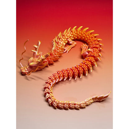 3D Printed Articulated Dragon Figurine 35.4" Giant Poseable Chinese Dragon Collectible Sculpture