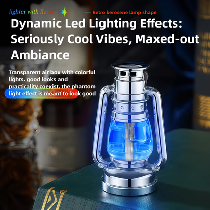 Metal Horse Lantern Lighter Cool Grinding Wheel Design – Refillable Adjustable Flame Windproof Lighter, Creative Mood Light Novelty Lighter