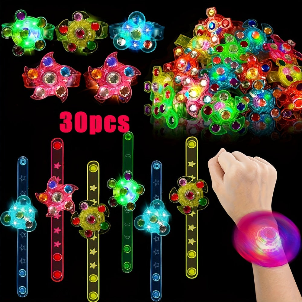 Light Up Fidget Spinner Bracelets Bulk 30 Pack with the Listed Color, Size or Set Options for Everyday Carry