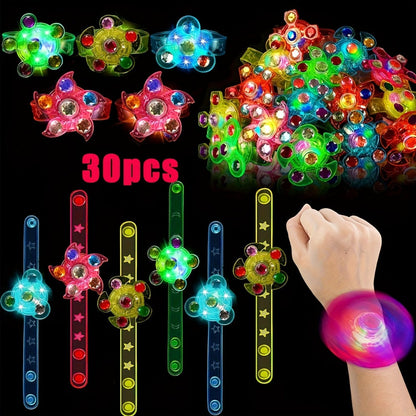 Light Up Fidget Spinner Bracelets Bulk 30 Pack with the Listed Color, Size or Set Options for Everyday Carry