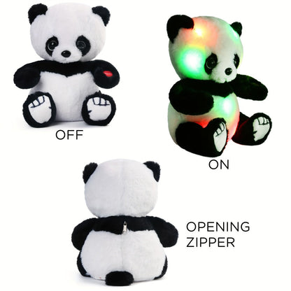 Light Up Panda Stuffed Animal Plush Toy 8 & 12 Inch with LED Glow, Cute Panda Bear Hugging Toy
