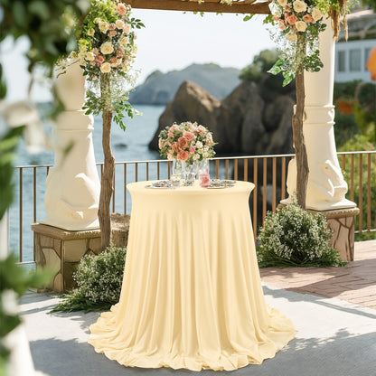 Spandex Cocktail Table Cover Round Stretch Tablecloth for Party Wedding Banquet – Elastic High Top Table Cloth Fitted Cover for Events