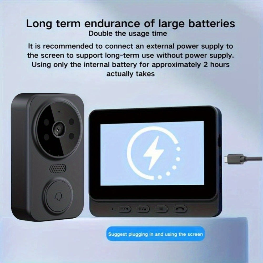 Wireless Video Doorbell Camera No WiFi No App Required 4.3-inch IPS Monitor 960P Night Vision for an Everyday Personal Care Routine