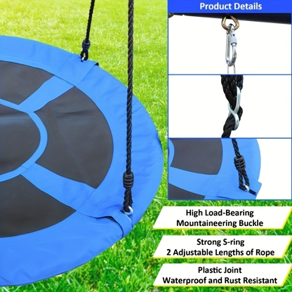 Heavy Duty A-Frame Metal Swing Set for Backyard with 2 Swings Slide Glider Seesaw Disc Seat Outdoor Playset for Kids Toddlers Backyard Play