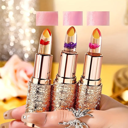 Color Changing Lip Gloss Set 3 Pcs, Temperature Magic Pink Tint Crystal Jelly Balm & Lipstick, Plant Squalane Lip Makeup
