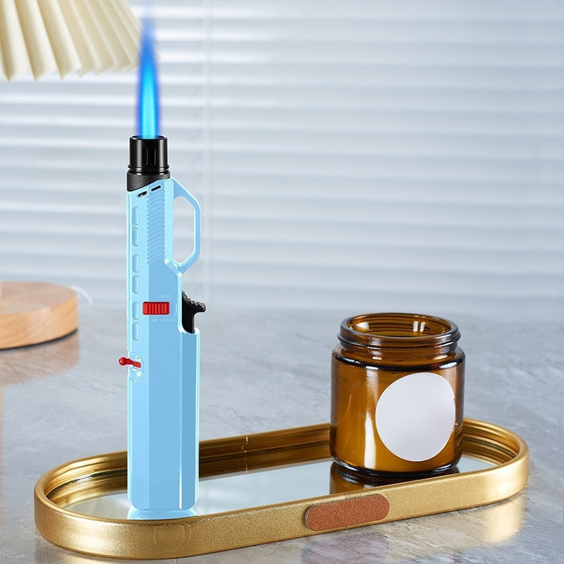 1300° Outdoor Windproof Torch Lighter Blue Flame with Safety Lock & Grip - Refillable for Candles