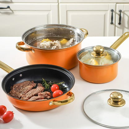 Non-Stick Cookware Set Pots and Pans 10 & 12 Piece, Heat-Resistant Frying Pan, Saucepan & Stewpot