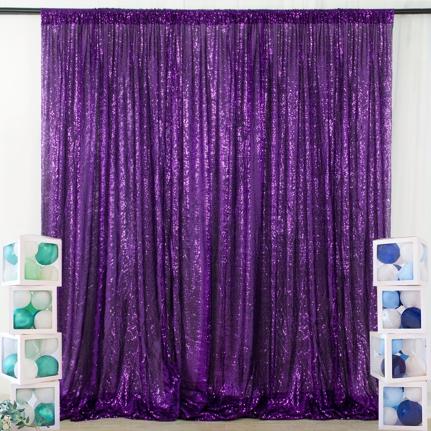 Sequin Backdrop Curtain for Party Wedding – 4x8ft Shimmering Glitter Curtain for Birthday Photo Booth Stage Decoration, Easy Hang