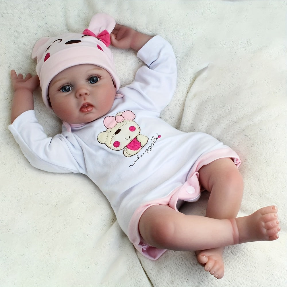 Reborn Doll 22-Inch Cloth-Body Sleeping Figure with Vinyl Head and Limbs, Character-Print Outfit and Accessories