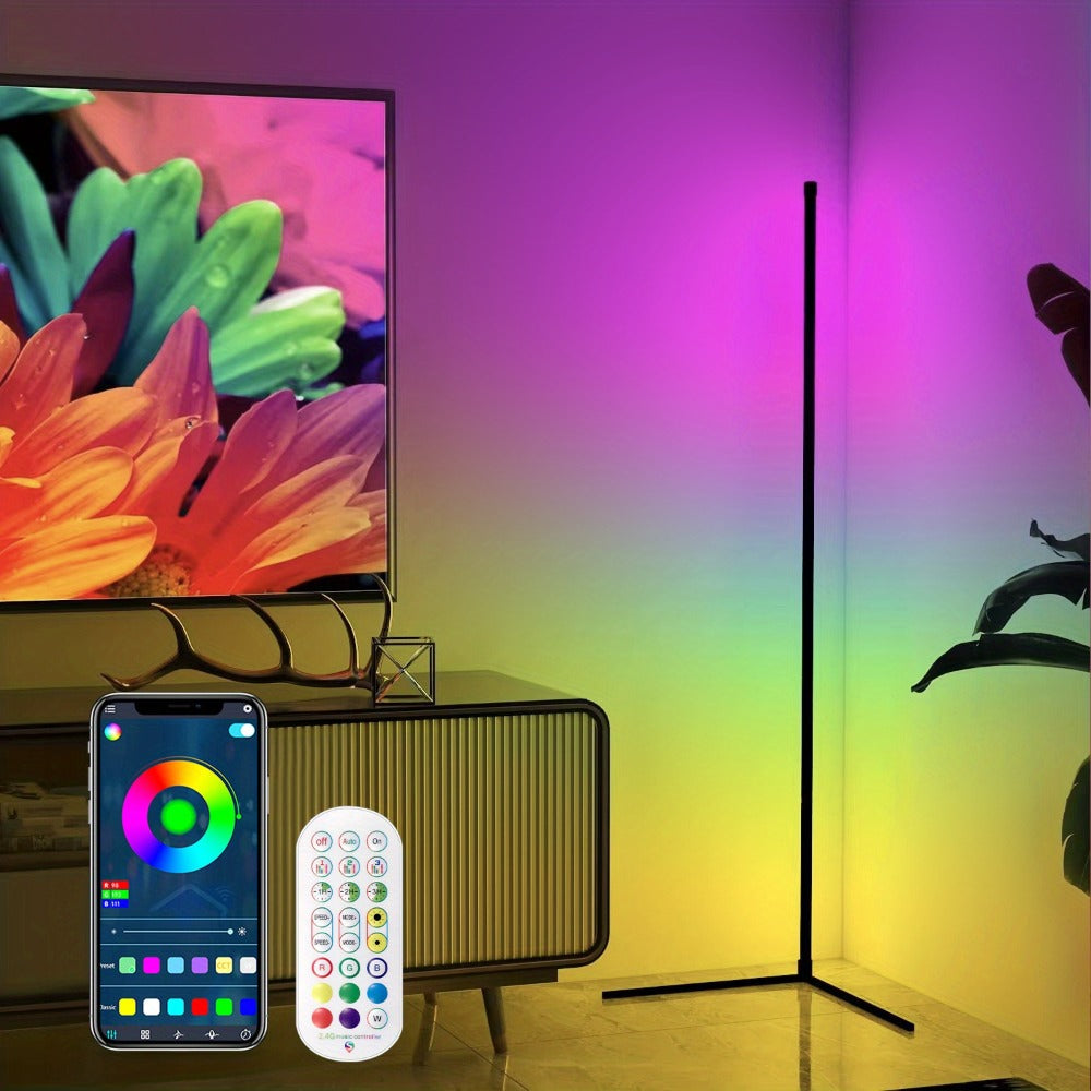 RGB Smart Floor Lamp 56 Inch, 16 Million DIY Color Changing with App & Remote Control, Music Sync