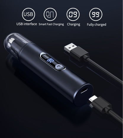 Nose Hair Trimmer Electric Painless 3-in-1 USB Rechargeable with LED Display – Trims Nose Ear Hair Eyebrows Waterproof Grooming Device