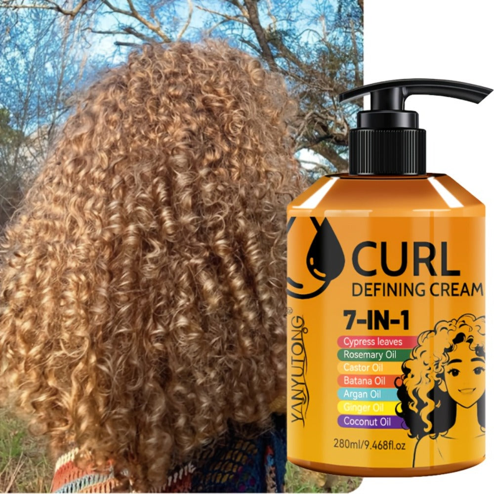7-in-1 Moisturizing Curl Cream Anti-Frizz Flexible Hold Styling Cream for Wavy Curly Coily Hair – Non-Sticky Elasticity Curl Enhancer
