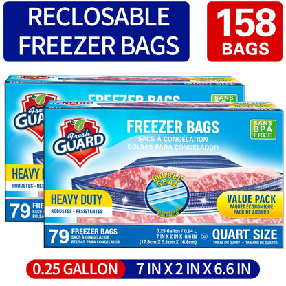Freezer Storage Bags Resealable, Sturdy Bulk Food Storage Bags with Easy-Open Tabs for Freezer & Refrigerator