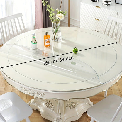 Round Clear PVC Table Cover Protector – 1.5mm Thick Vinyl Tablecloth Pad, Waterproof, Heat-Resistant, Easy to Clean