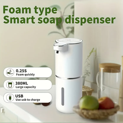 Foam Soap Dispenser Wall Mount Touchless 400ml USB Rechargeable IPX5 4 Adjustable Levels for Home Cooking, Dining and Outdoor Meals