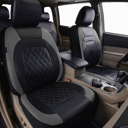 Car Seat Covers 5-Seat Nappa-Style PU Leather Full Set in Red, Blue, Black and Gray Color Options
