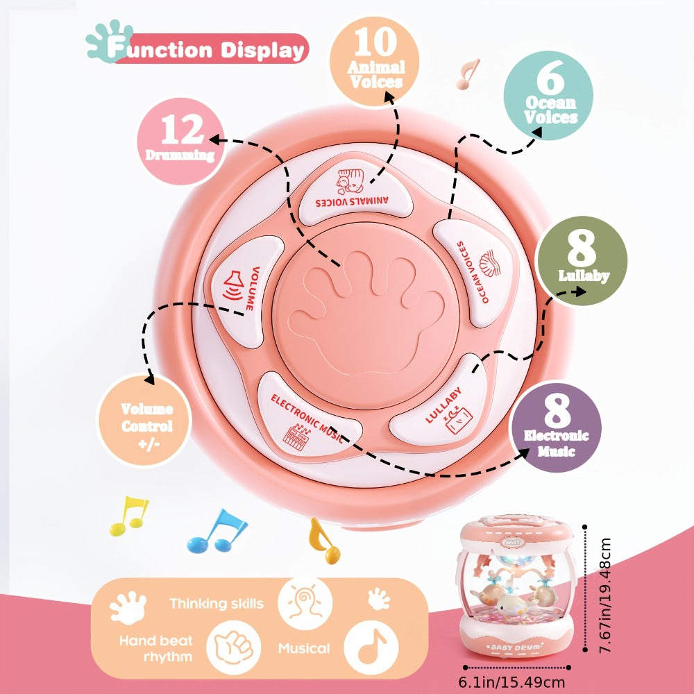 Baby Rotating Projector Music Toy 3 Months+, Interactive Animal Sounds & Lights, Multi-Functional Sensory Learning Toy for Infants