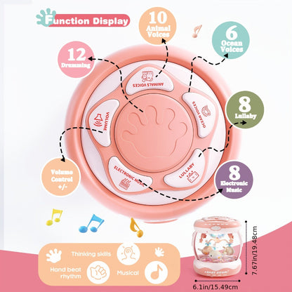Baby Rotating Projector Music Toy 3 Months+, Interactive Animal Sounds & Lights, Multi-Functional Sensory Learning Toy for Infants