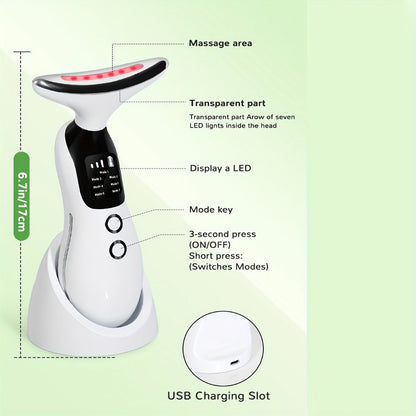 7-in-1 Neck Beauty Device with Base – Multi-Functional Skincare Tool, USB Rechargeable, Anti-Aging Neck Firming & Lifting