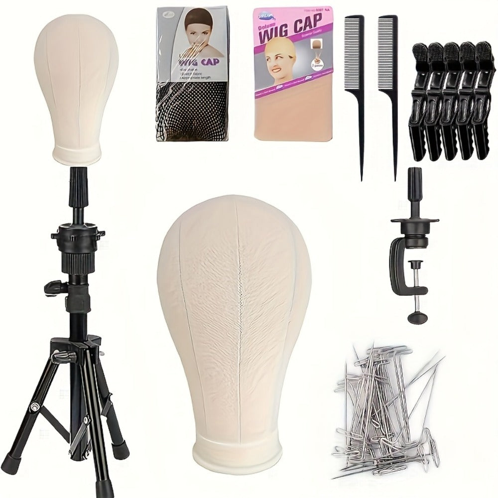 Mannequin Head Wig Stand Set with Adjustable Tripod 22 Inch Cosmetology Manikin Head for Wigs Styling Practice Display Pink Black White Home