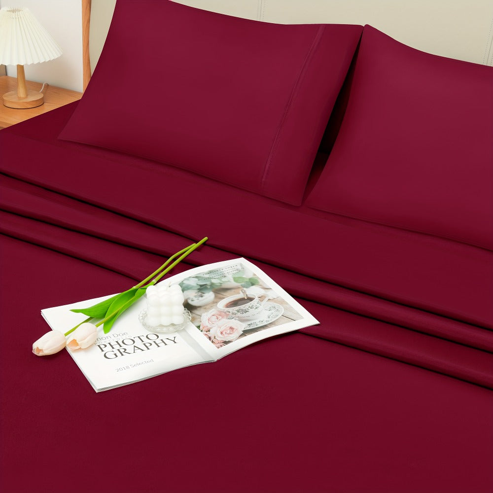 Bed Sheet Set California King 6-Piece Microfiber with 18-Inch Pocket and Sixteen Solid Color Choices