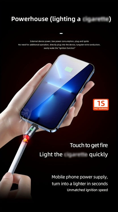 USB-C Plug-In Heating-Coil Electric Lighter in Black with Compact Cylindrical Body for Direct Phone Power