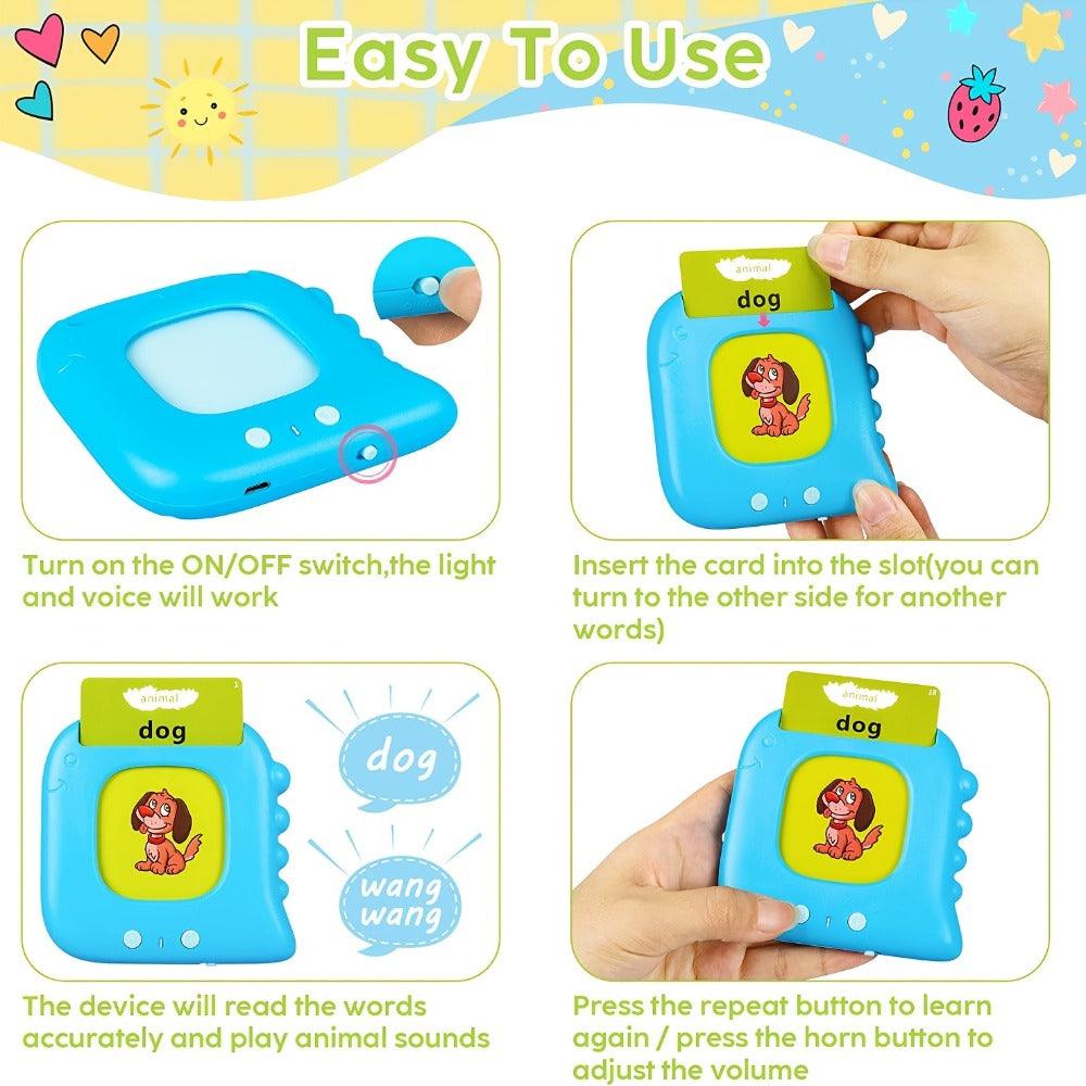 Talking Flash Cards for Kids 224 & 510 Words, Electronic Language Learning Device for Preschoolers Ages 3-6