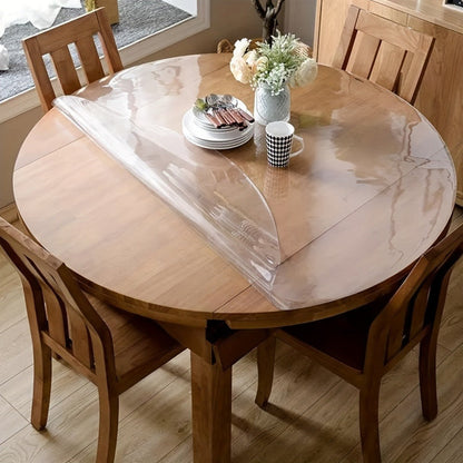 Round PVC Table Cover Clear Tablecloth 2MM Thick Scratch-Resistant Waterproof Table Protector for Dining Table Coffee Table Restaurant