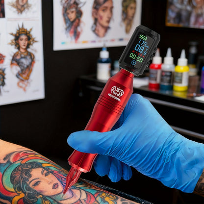 Tattoo Machine Kit Neebol L01 Pro Wireless Rotary Pen with LCD Display and Black or Red Complete Kit Options