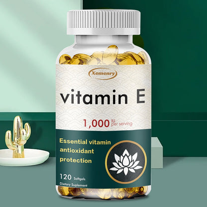 Vitamin E 1000IU Softgels 120 Count High Potency Antioxidant Supplement for Hair, Skin, Nails & Eye Health