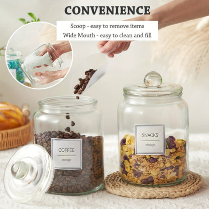 Half Gallon Glass Jars with Lids Airtight Set of 4, Large Clear Storage Containers for Pantry, Kitchen & Laundry Room