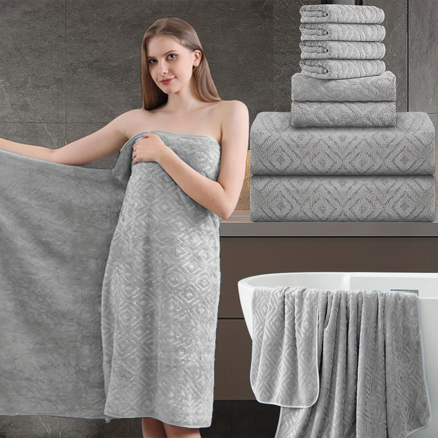 Bath Hand Towels, Towel Set 8 Piece 700GSM with 2 Bath Towels, 2 Hand Towels and 4 Washcloths in 16 Colors for Home and Guest Use