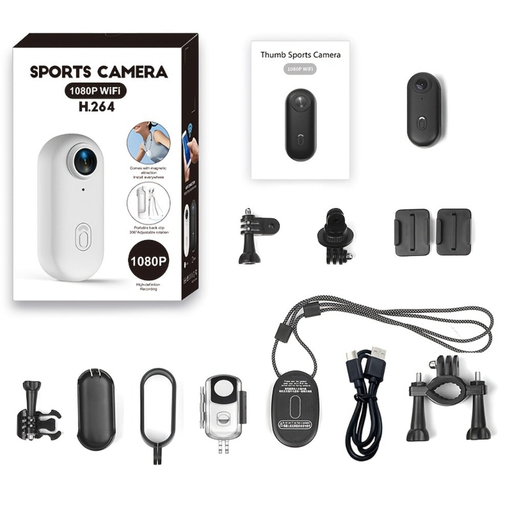 Mini Action Camera Thumb Size Wide Angle Lens 800mAh Battery with Memory Card Wearable Pocket for an Everyday Personal Care Routine
