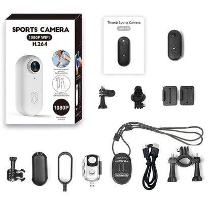 Mini Action Camera Thumb Size Wide Angle Lens 800mAh Battery with Memory Card Wearable Pocket for an Everyday Personal Care Routine